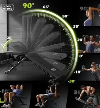 Flybird adjustable weight bench with multiple incline and decline positions, ideal for strength training and muscle building at home or in the gym.
